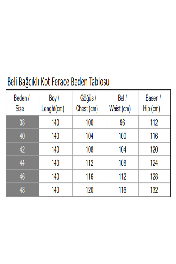 Beli Bağcıklı Kot Ferace Açık Mavi 19226