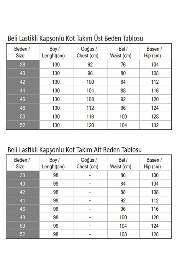 Beli Lastikli Kapşonlu Kot Takım Açık Mavi 19370