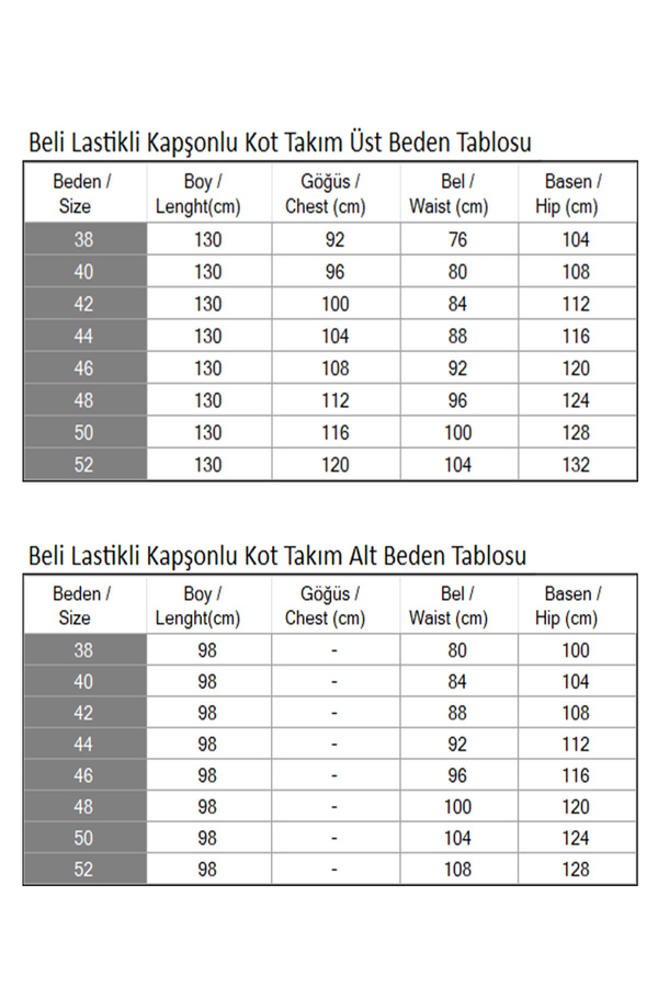 Beli Lastikli Kapşonlu Kot Takım Koyu Mavi 19370