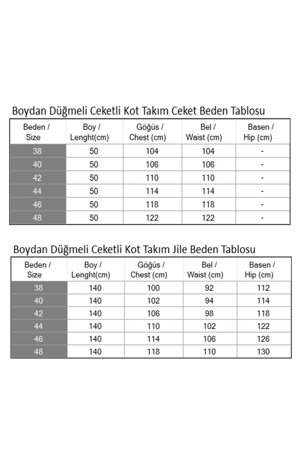 Boydan Düğmeli Ceketli Kot Takım Açık Mavi M19281