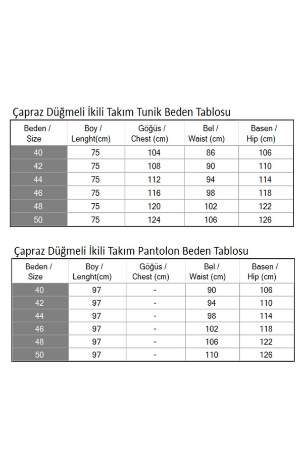 Çapraz Düğmeli İkili Takım Siyah 19288