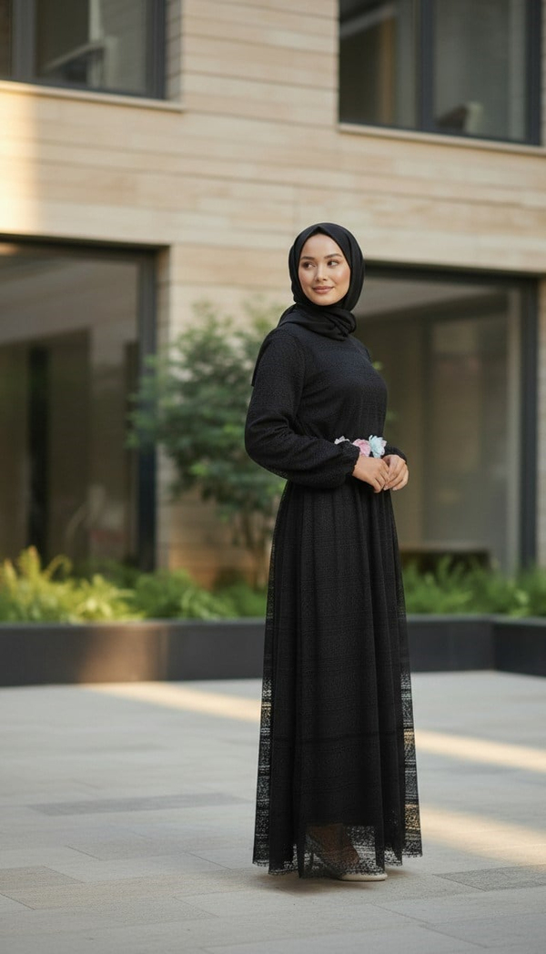 Dantelli Anne Elbise Siyah 16800