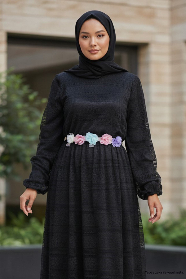 Dantelli Anne Elbise Siyah 16800