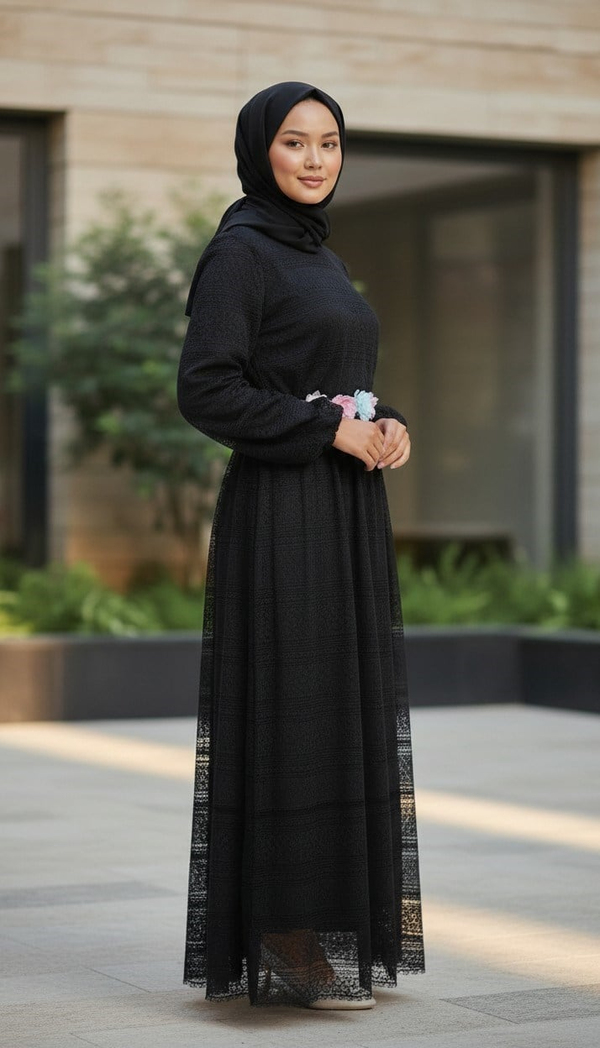 Dantelli Anne Elbise Siyah 16800