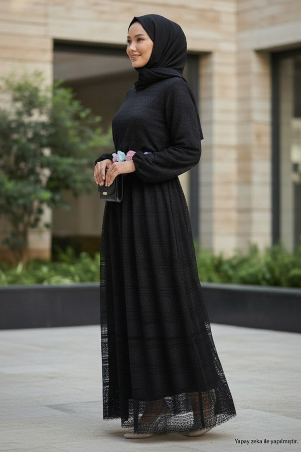 Dantelli Anne Elbise Siyah 16800