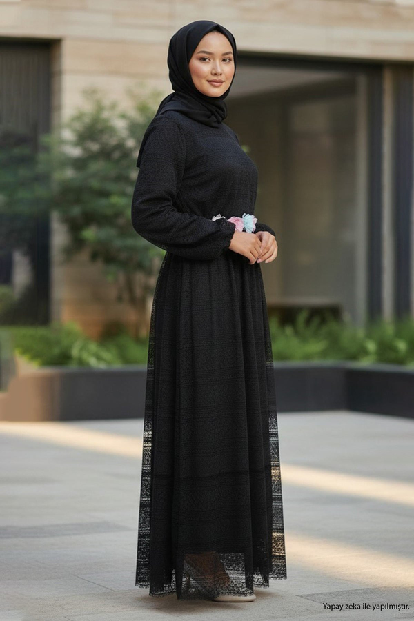 Dantelli Anne Elbise Siyah 16800