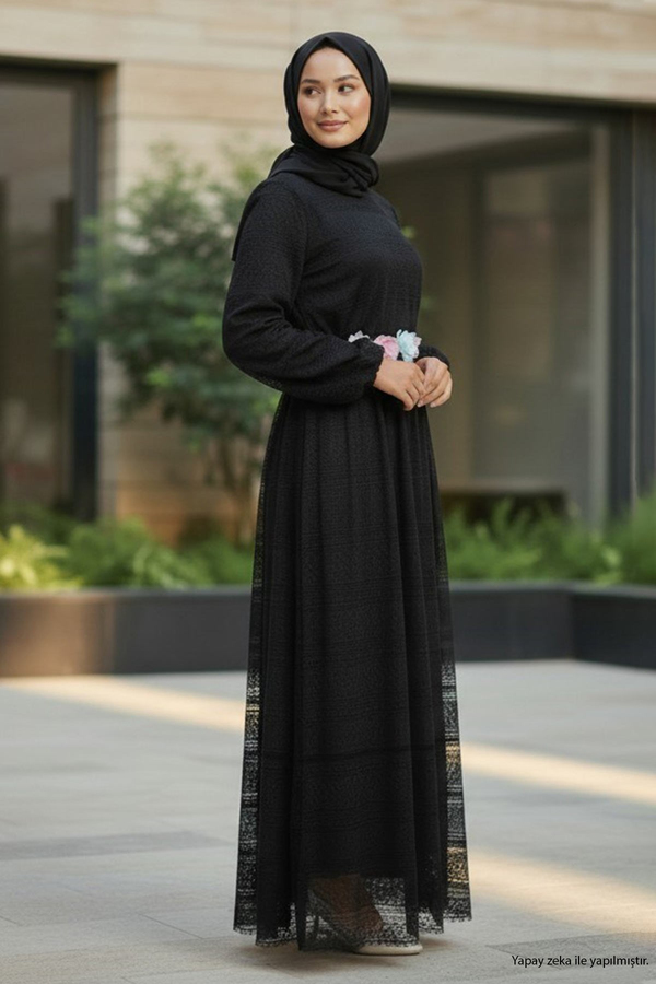 Dantelli Anne Elbise Siyah 16800