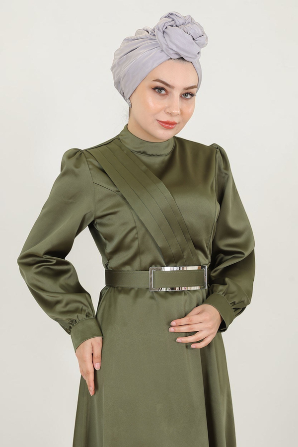 Drapeli Saten Abiye Haki M19192