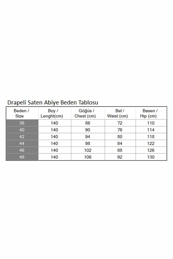 Drapeli Saten Abiye Mavi 19192
