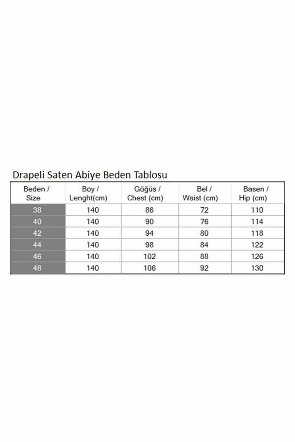 Drapeli Saten Abiye Mavi 19192