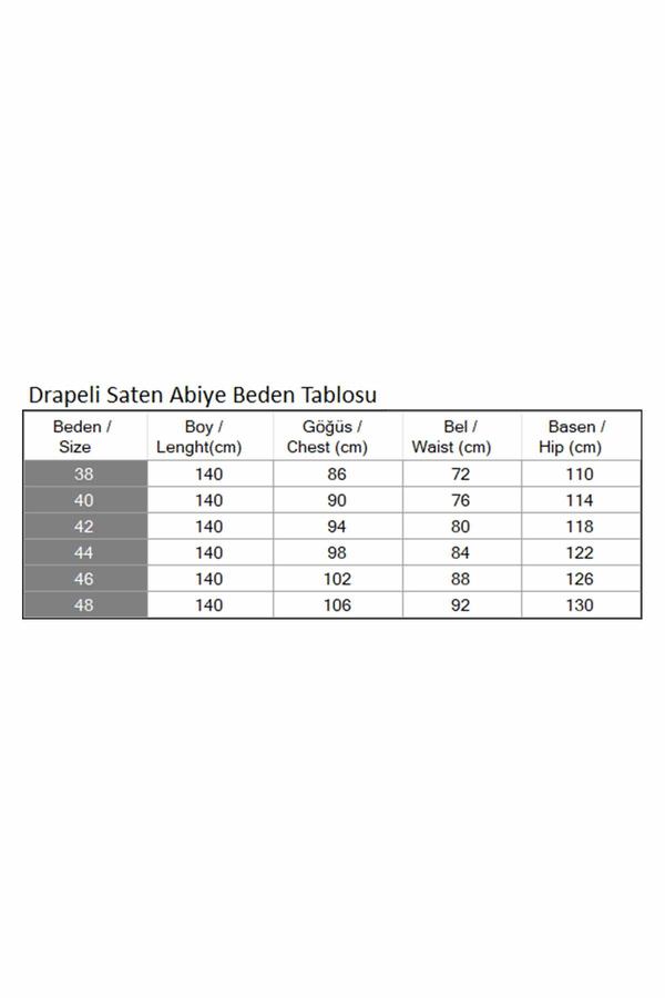 Drapeli Saten Abiye Siyah 19192