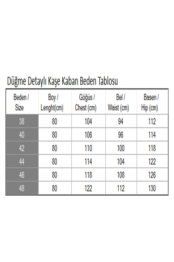 Düğme Detaylı Kaşe Kaban Bej 19274
