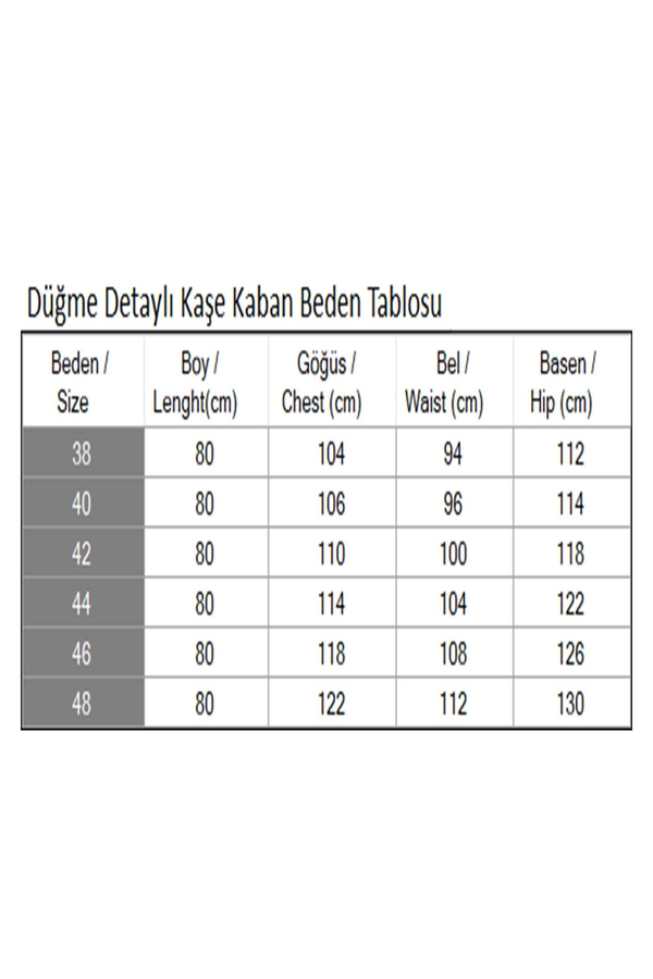 Düğme Detaylı Kaşe Kaban İndigo 19274