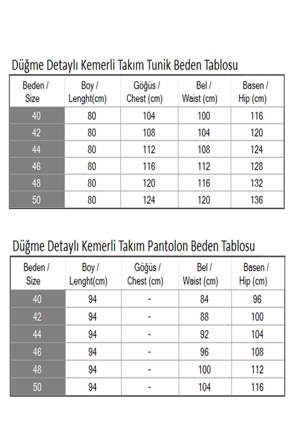 Düğme Detaylı Kemerli Takım Mürdüm 19296