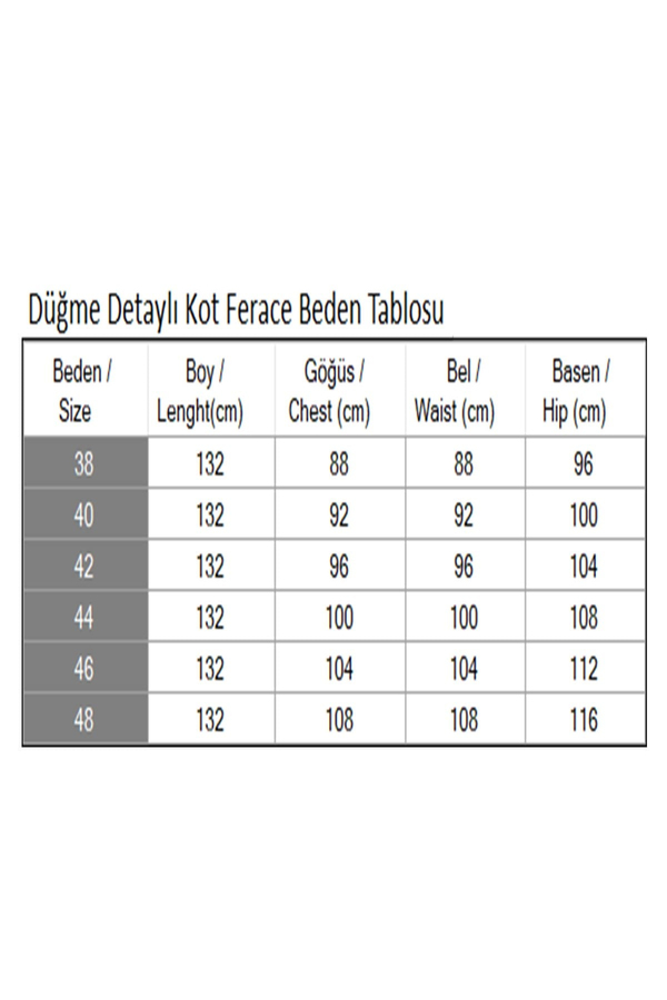 Düğme Detaylı Kot Ferace Koyu Mavi 6122