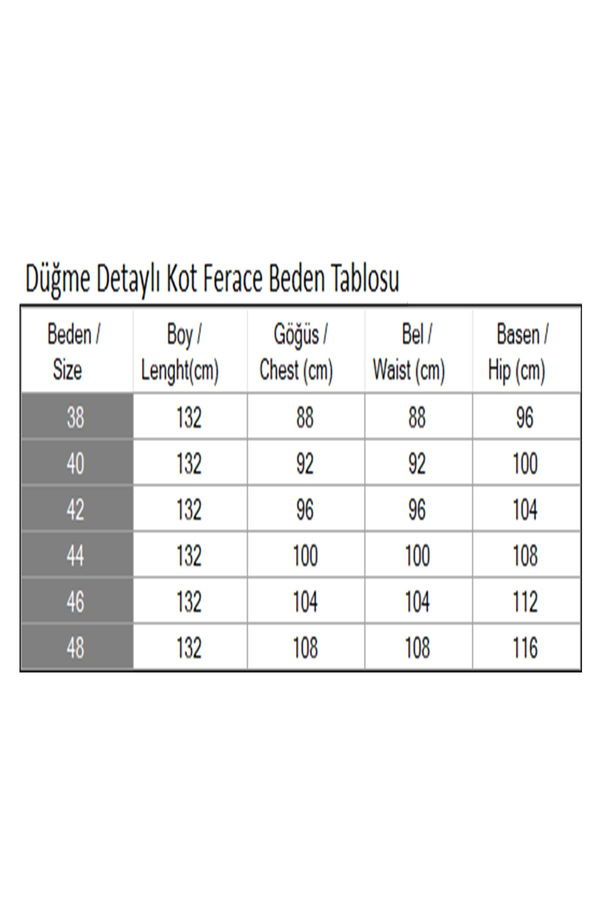 Düğme Detaylı Kot Ferace Siyah 6122