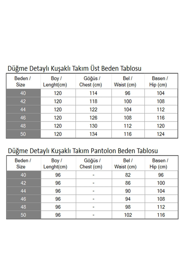 Düğme Detaylı Kuşaklı Takım Bej 19291