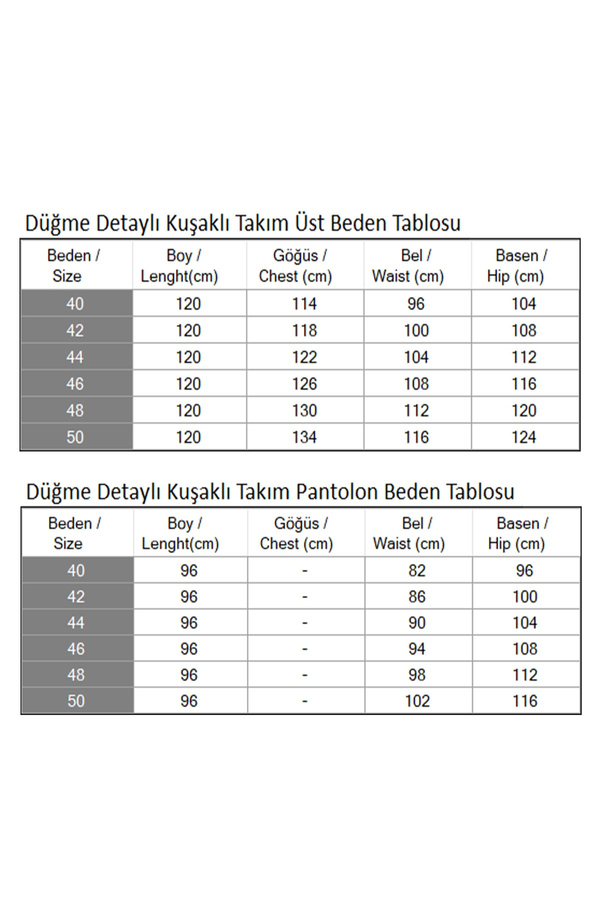 Düğme Detaylı Kuşaklı Takım Lacivert 19291