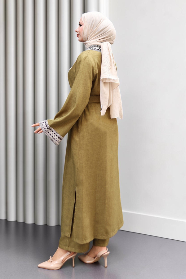 Etnik Desenli Kimono Takım Haki 19251