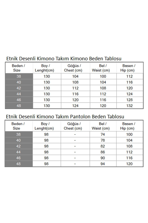 Etnik Desenli Kimono Takım Haki 19251