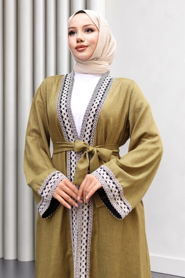 Etnik Desenli Kimono Takım Haki 19251