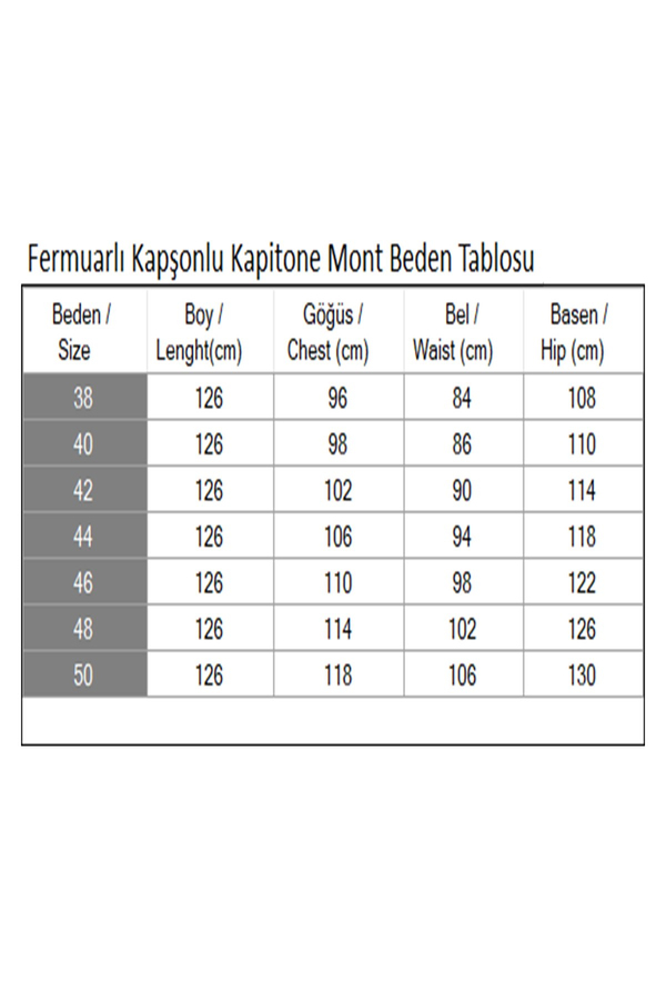 Fermuarlı Kapşonlu Kapitone Mont Haki 19277
