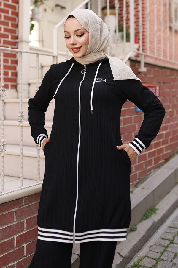 Fermuarlı Ribanalı Takım Siyah 10405