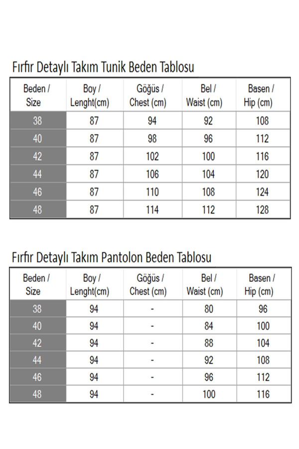 Fırfır Detaylı Takım Bej 19224