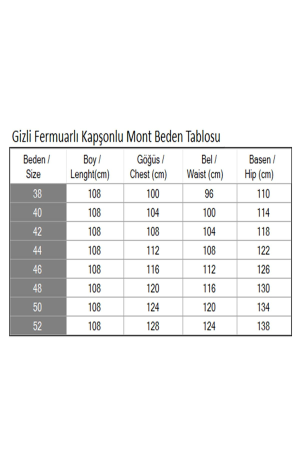 Gizli Fermuarlı Kapşonlu Mont Bej 19211