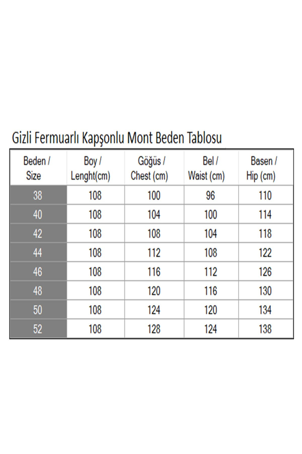 Gizli Fermuarlı Kapşonlu Mont Taba 19211