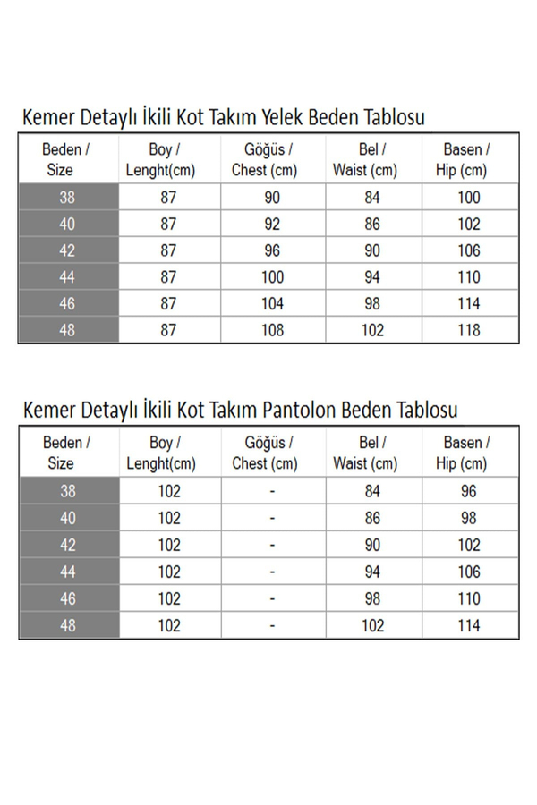 Kemer Detaylı İkili Kot Takım Koyu Mavi 19232