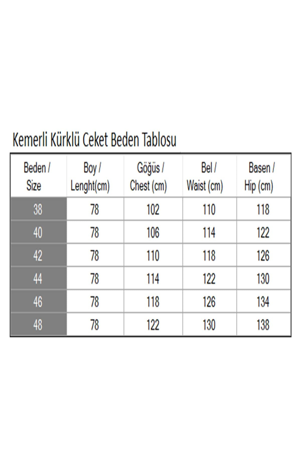Kemerli Kürklü Ceket Beyaz 19278