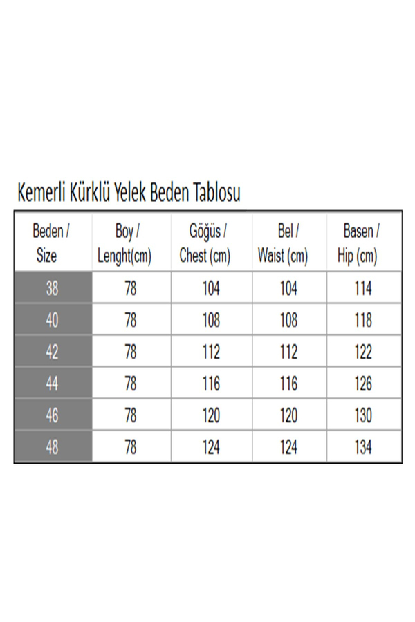 Kemerli Kürklü Yelek Siyah 19372
