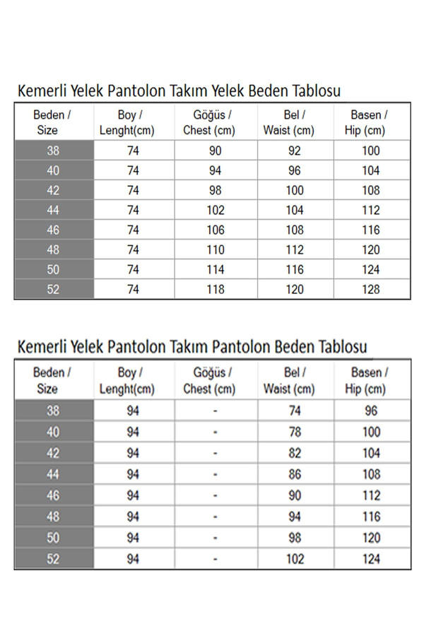 Kemerli Yelek Pantolon Takım Siyah 19250