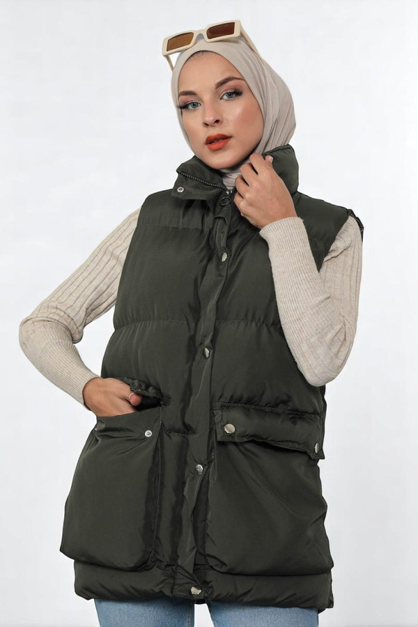 Körüklü Şişme Yelek Haki 9470