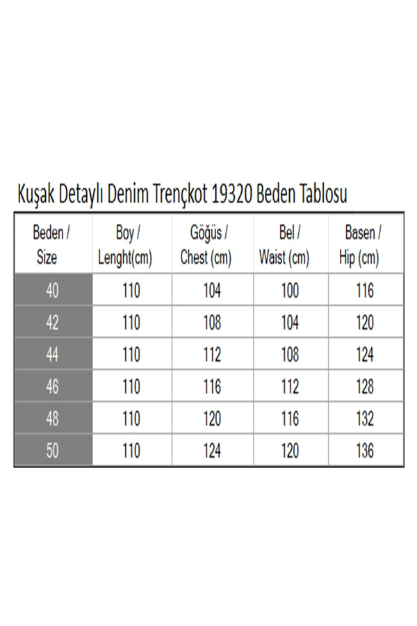 Kuşak Detaylı Denim Trençkot Koyu Mavi 19320
