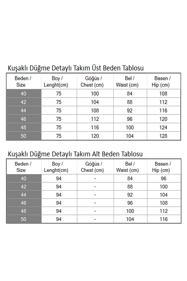 Kuşaklı Düğme Detaylı Takım Siyah 19294