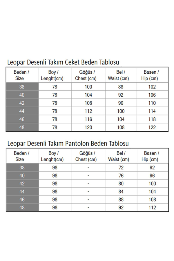 Leopar Desenli Takım Gri 19218