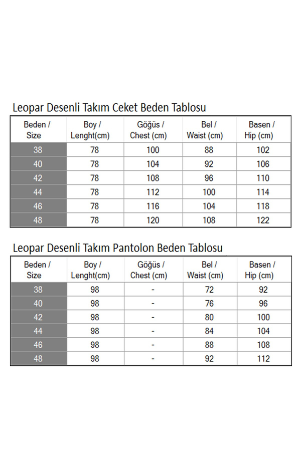 Leopar Desenli Takım Gül Kurusu 19218