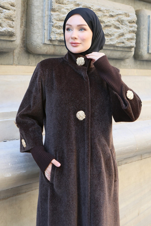 Liora Fox Kumaş Çıtçıtlı Kaban Kahverengi 2004