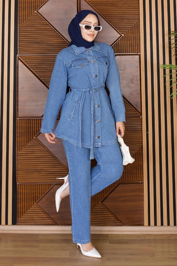 Luna Denim Takım Açık Mavi 19299