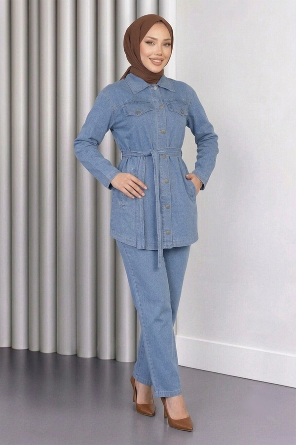 Luna Denim Takım Açık Mavi 19299