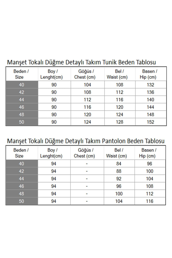 Manşet Tokalı Düğme Detaylı Takım İndigo 19295