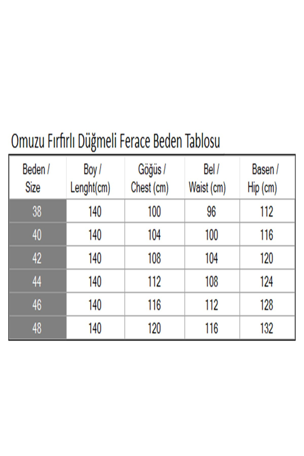 Omuzu Fırfırlı Düğmeli Ferace Açık Mavi 19204