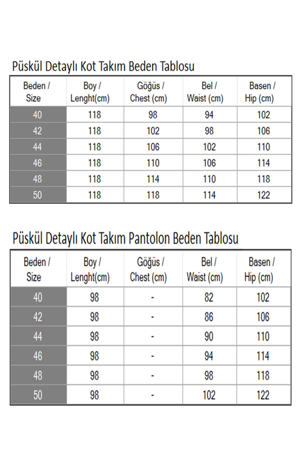 Püskül Detaylı Kot Takım Açık Mavi M19375