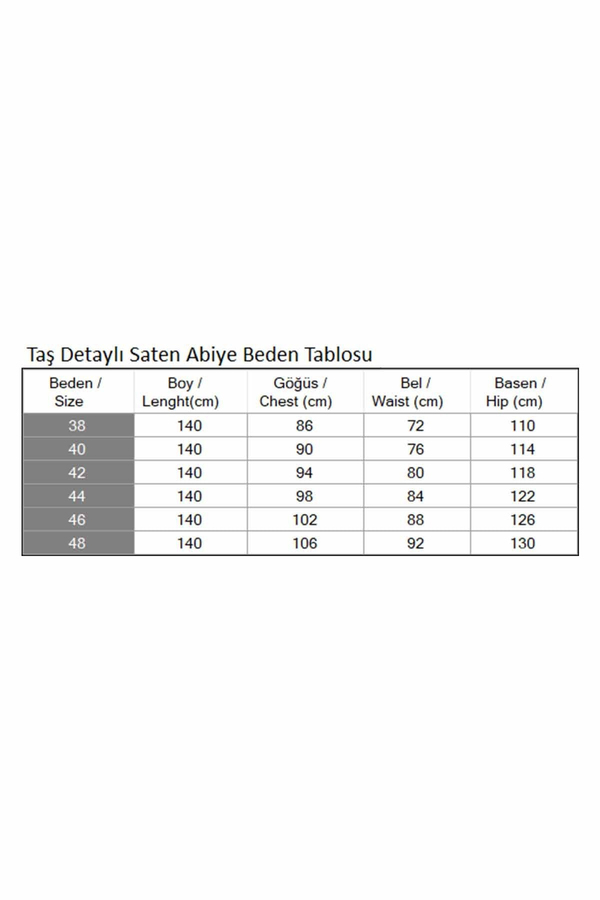 Taş Detaylı Saten Abiye Beyaz 19901