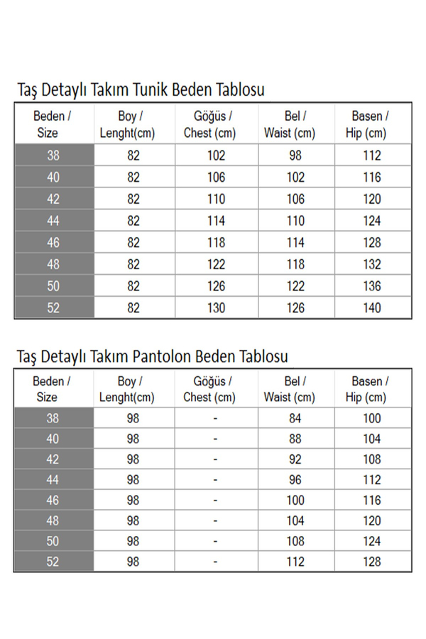 Taş Detaylı Takım İndigo 19266