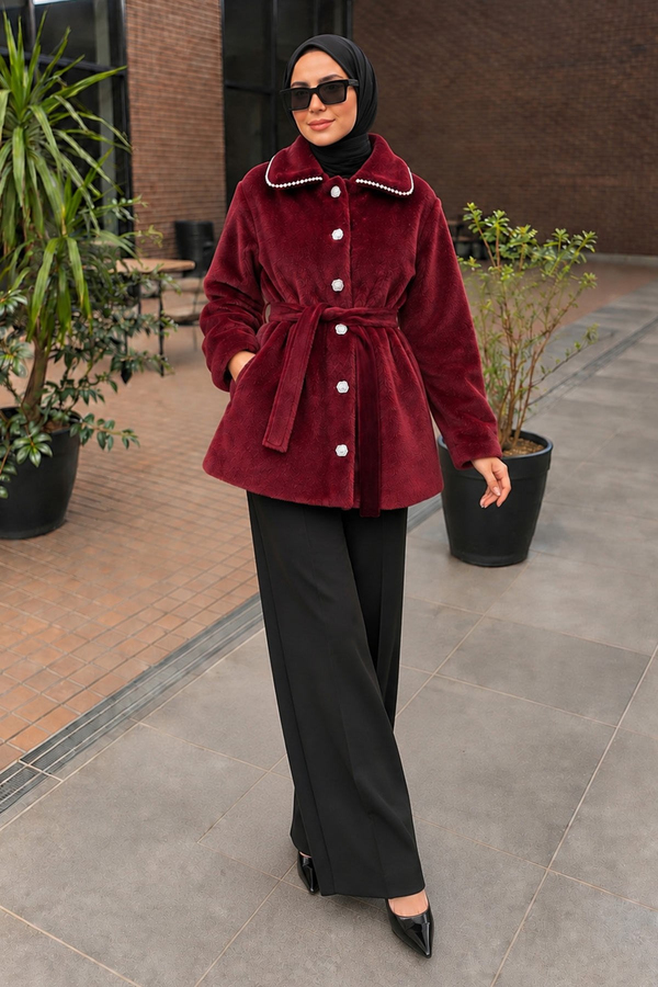 Vela Fox Kemerli Kaban Bordo 3009
