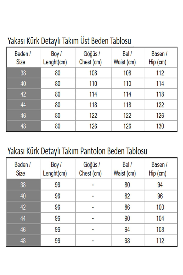 Yakası Kürk Detaylı Takım Siyah 19385