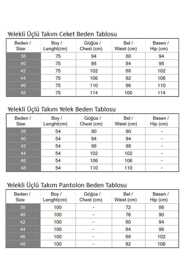 Yelekli Üçlü Takım İndigo 19222